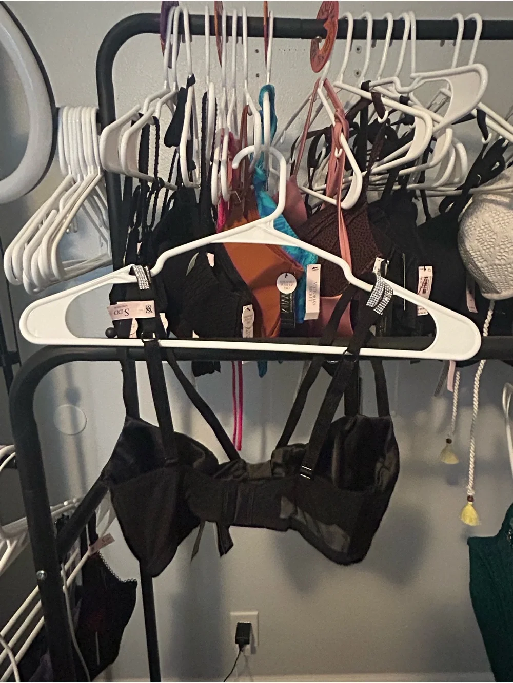 Victoria's Secret Black Satin Bralette with Rhinestone Straps
